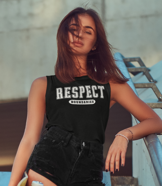 Respect Boundaries Varsity Muscle Tank