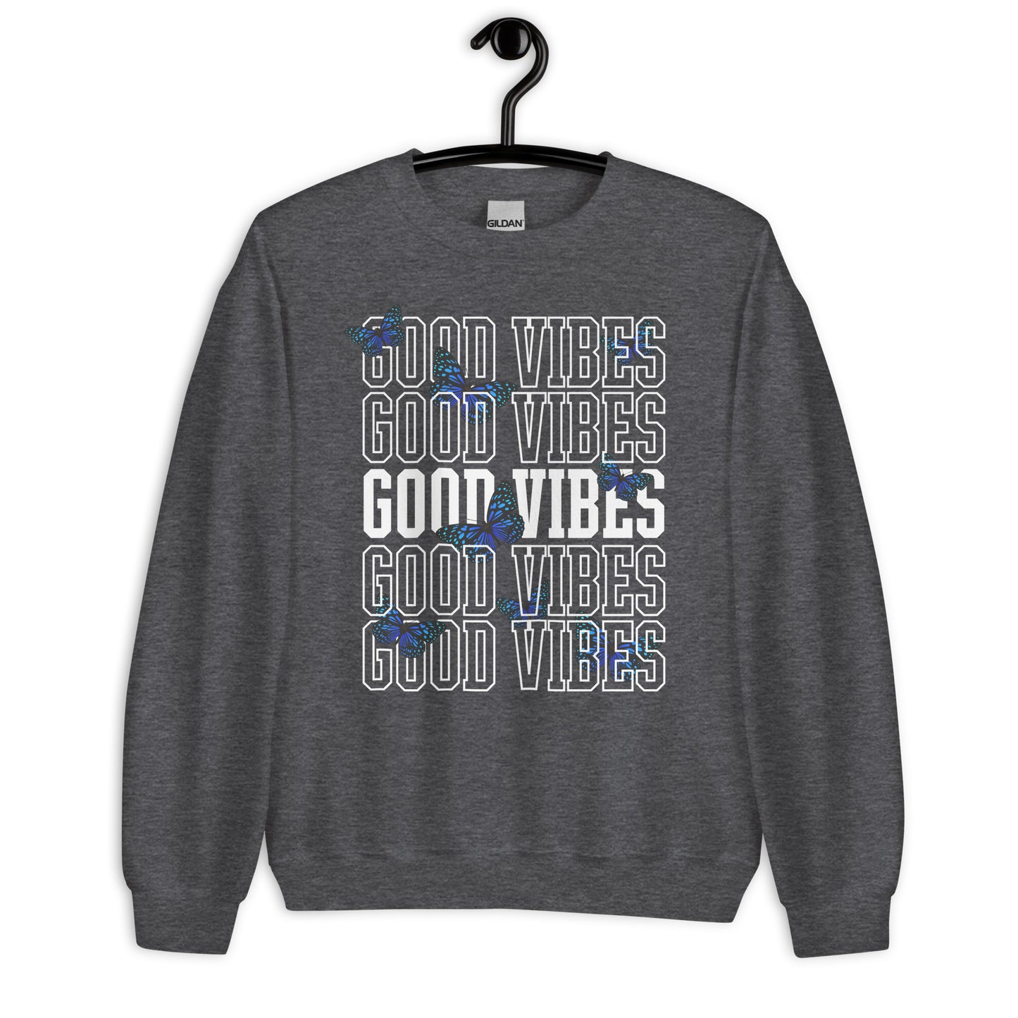 Good Vibes Pattern Sweatshirt | Blue Butterflies
